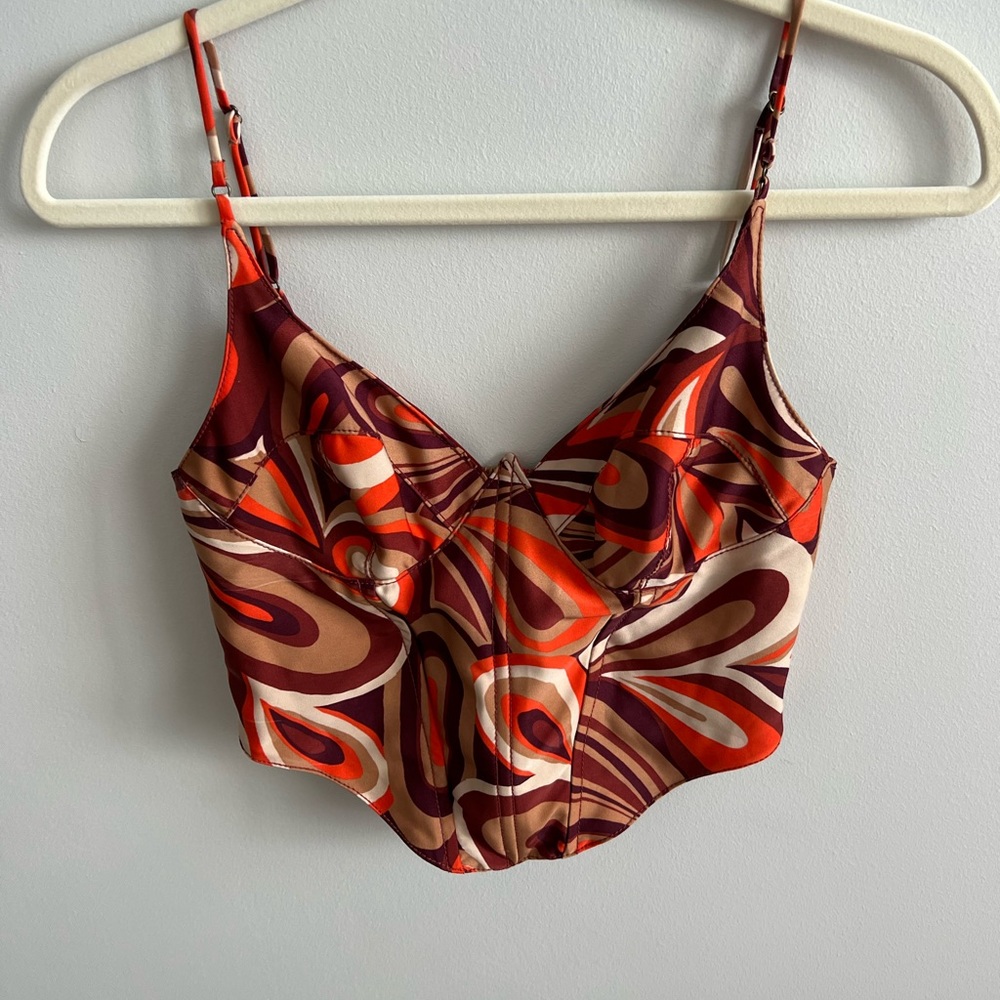 Urban Outfitters Brown and Orange Corset Top